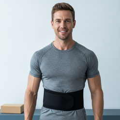 Portrait of Thomas Wright, a fit man, smiling confidently with a subtle hint of the Adjustable Waist Trimmer Belt under his a